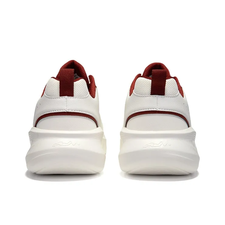 Erke Anti Slip And Wear Resistant Breathable Low Top Casual Running Shoes Men's White Red-4