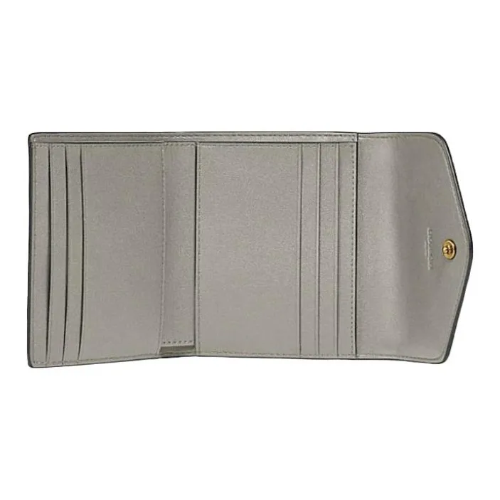 COACH Wyn Cross Grain Split Cow Leather Card Holder Document Wallet Wallet Small Size Women's Gray-1