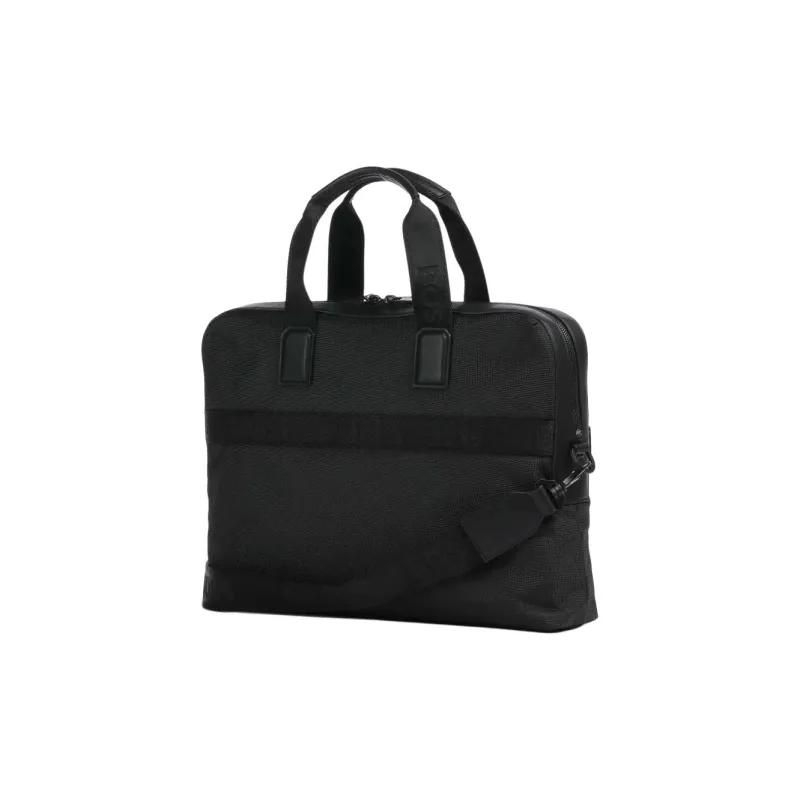 HUGO BOSS Recycled Polyester Portable One Shoulder Crossbody Briefcase Men's Black-1