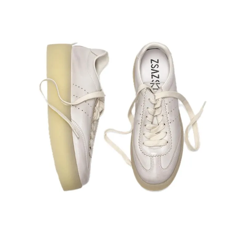 ZSAZSAZSU Cream Toast Low-Top Skateboard Shoes Women's Ecru-5
