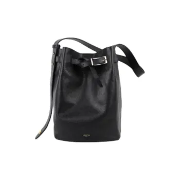 APEDE MOD Top Grain Cow Leather Bucket Bags Shoulder Bags Medium Size Women's Rock Black