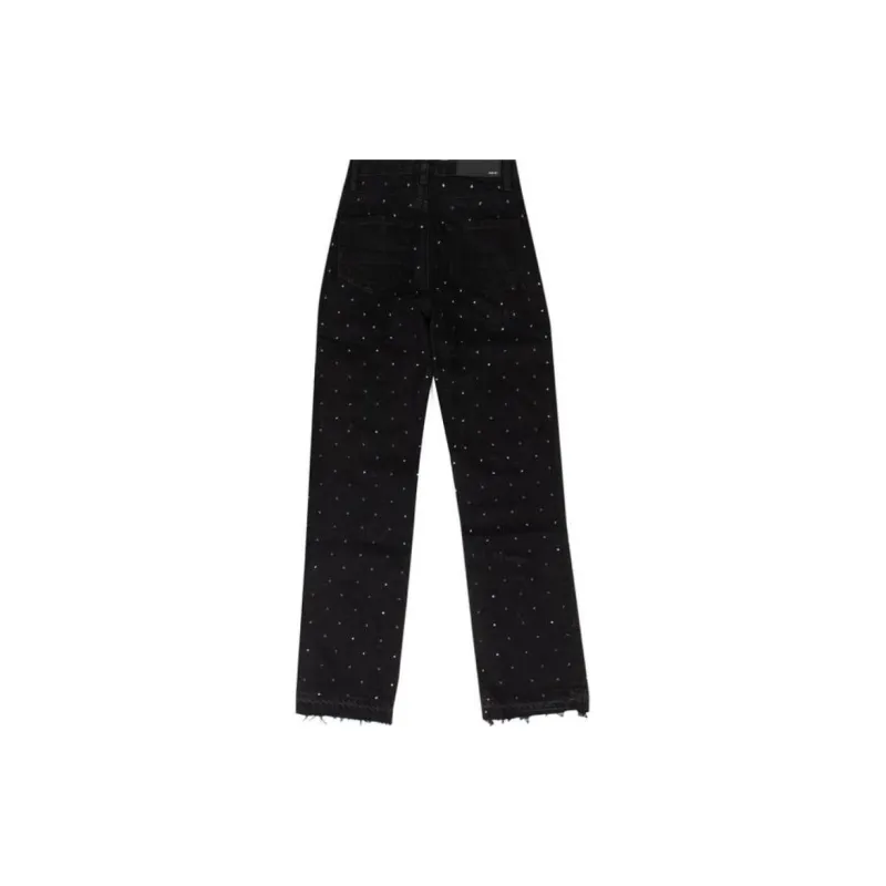 Amiri Crystal Embellished Straight Jeans 'Black'-1