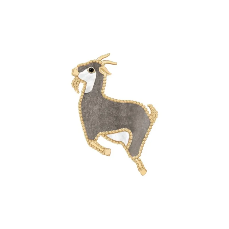 Van Cleef & Arpels 18K Gold Obsidian With Silver Sheen Mother Of Pearl Onyx Brooches Unisex Gold-0