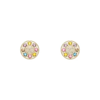 CHANEL Stud Earrings Unisex Gold