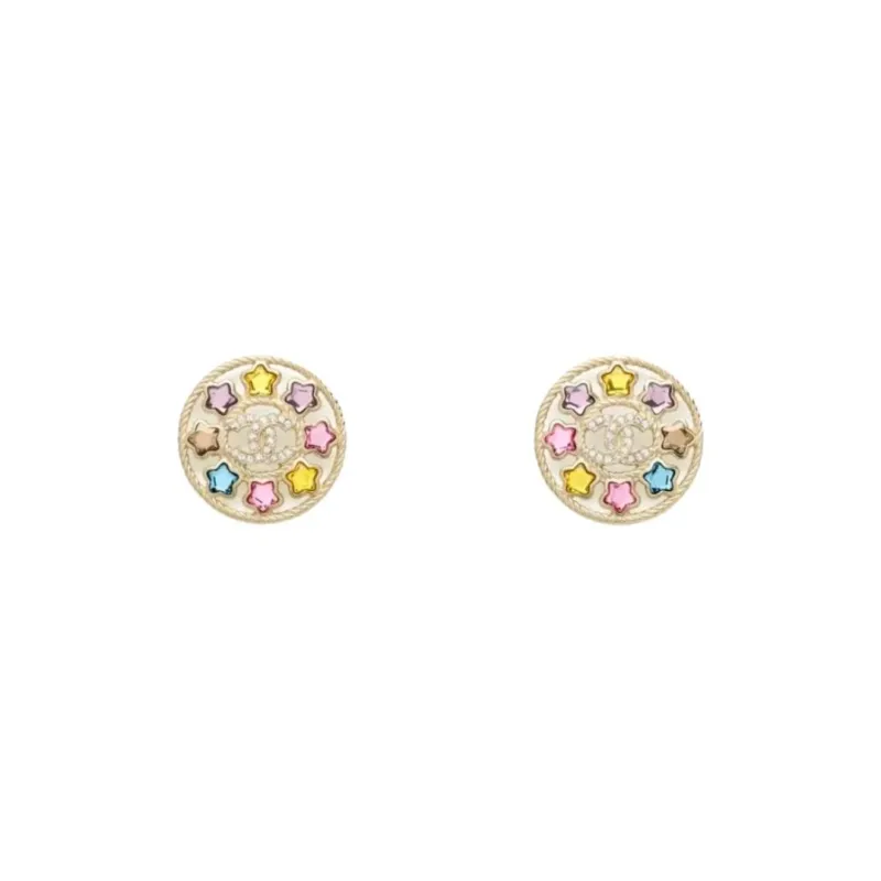 CHANEL Stud Earrings Unisex Gold-0