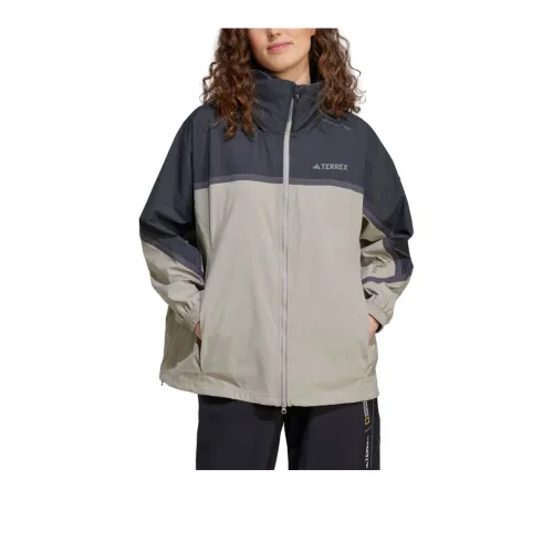 Adidas Windbreaker Jackets Women's Carbon Black/Light Sesame Gray Brown