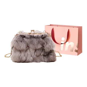 WHEELY BABY+ Fox Fur Crossbody Bag Regular Women's Khaki/Black