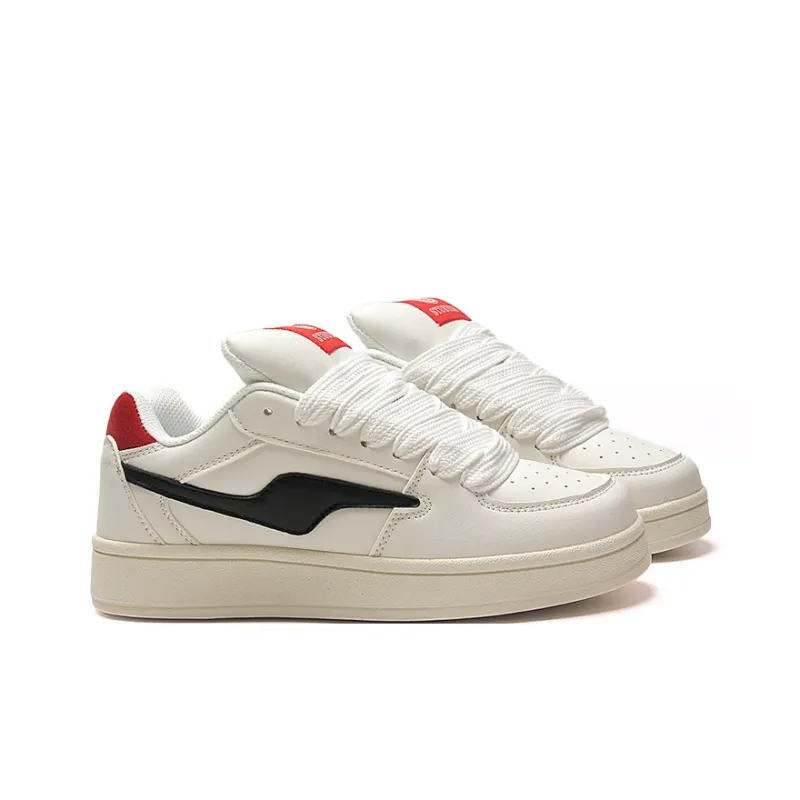 STUR YSN Wear resistant And Lightweight Low Top Skateboard Shoes Women's White Beige Red-3