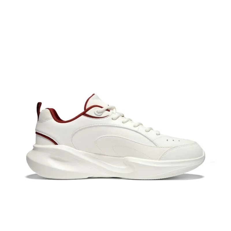 Erke Anti Slip And Wear Resistant Breathable Low Top Casual Running Shoes Men's White Red-1