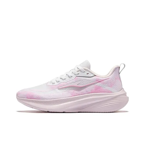 Erke Cushioning Breathable Rebound Low Top Casual Running Shoes Women's Erke White Lotus Petal Pink