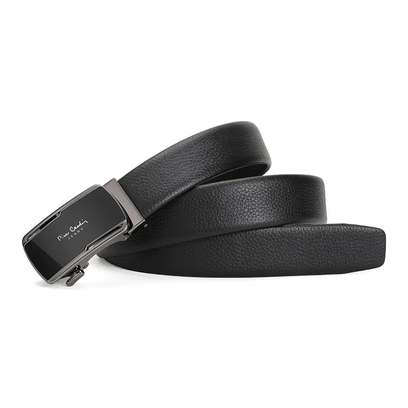 PIERRE CARDIN Top Grain Cow Leather Leather Belts Men's Black 3.4cm-3