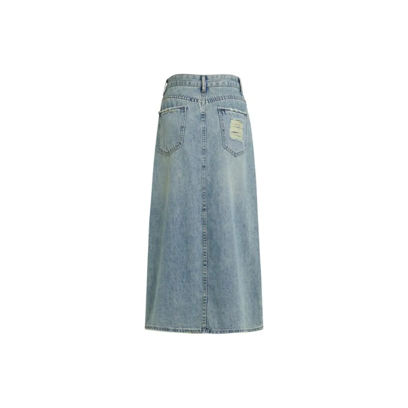 Rose Denim Long Skirts Women's Emerald Green-1