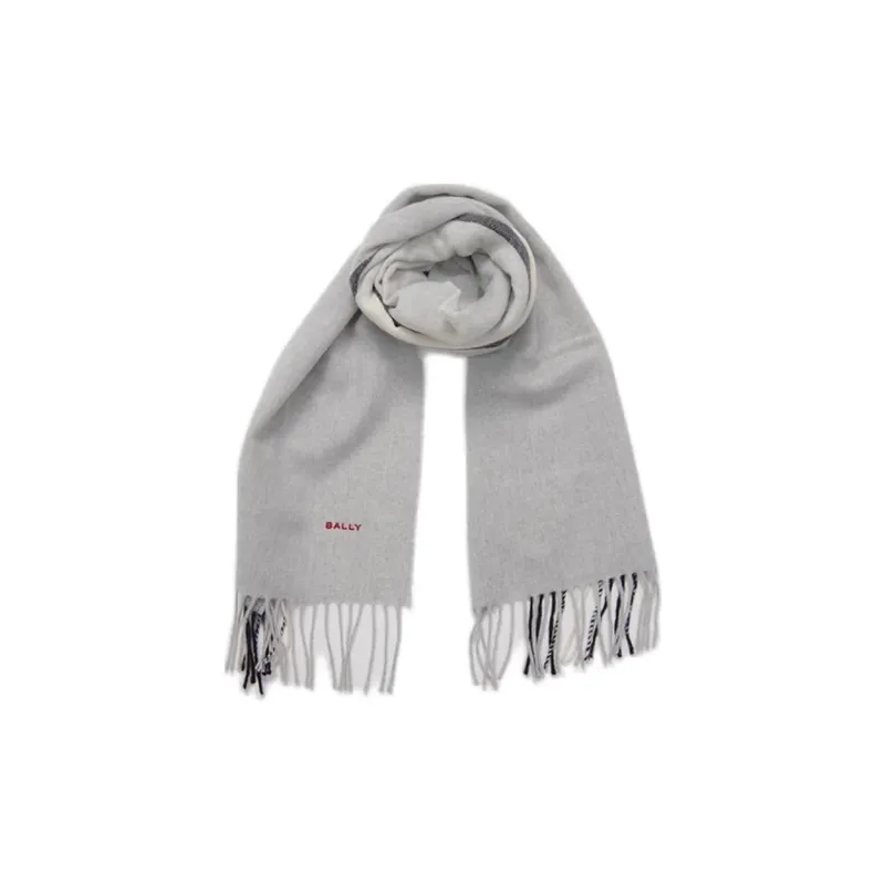 BALLY Cashmere Knit Scarves Unisex Gray/Black-1