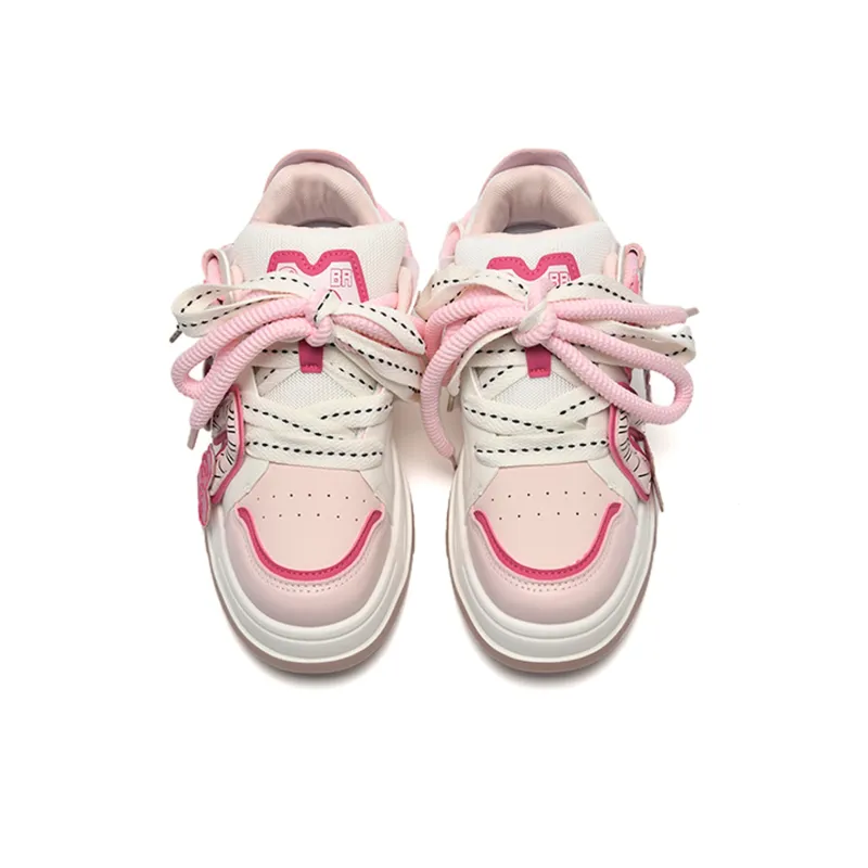 KAAVER OTTO Cushioning Abrasion Resistant Support Height Increasing Low Top Skateboard Shoes Women's Pink-4