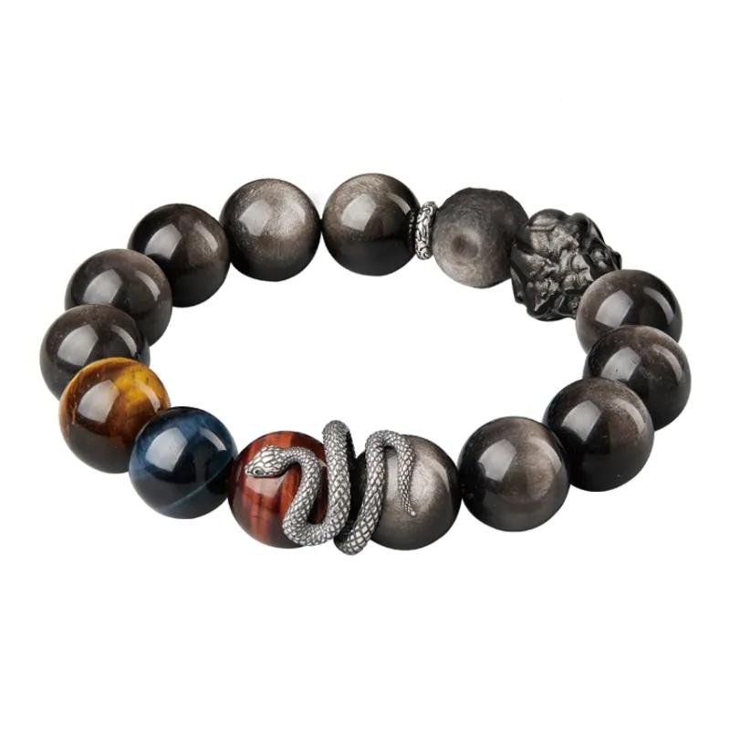 Moonstone Edge Obsidian Bracelets Unisex-3