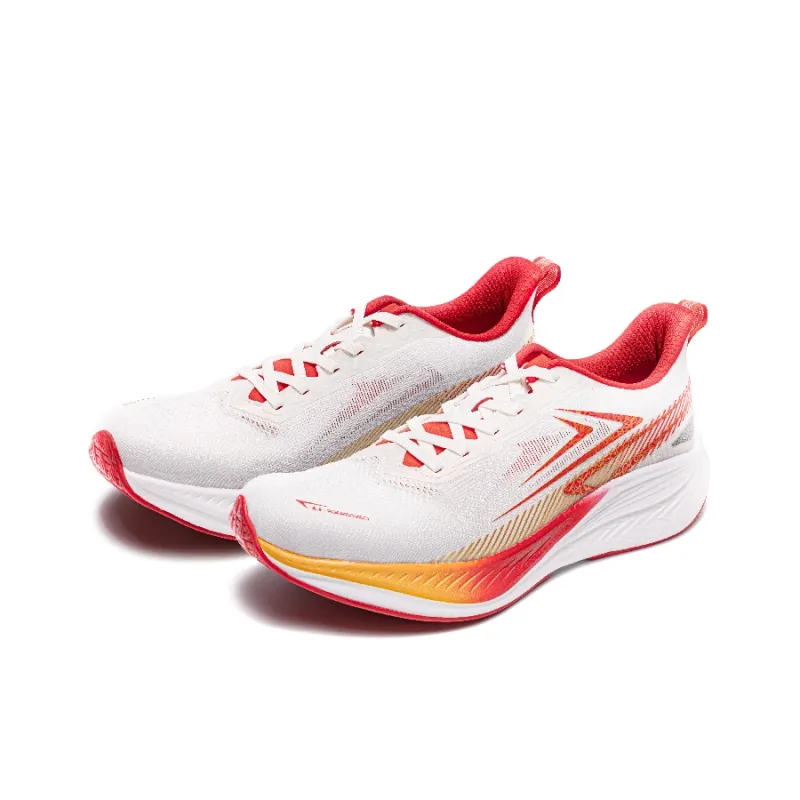 VICTORY LIGHT Durable Cushioning Low Top Casual Running Shoes Unisex White Red-2