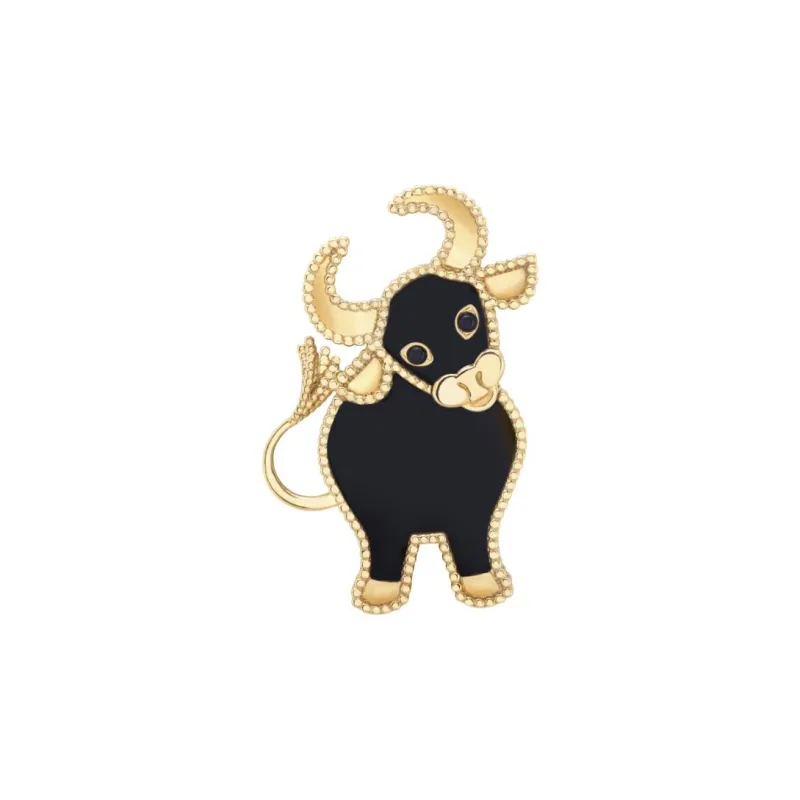 Van Cleef & Arpels 18K Gold Onyx Brooches Unisex Black/Gold-0