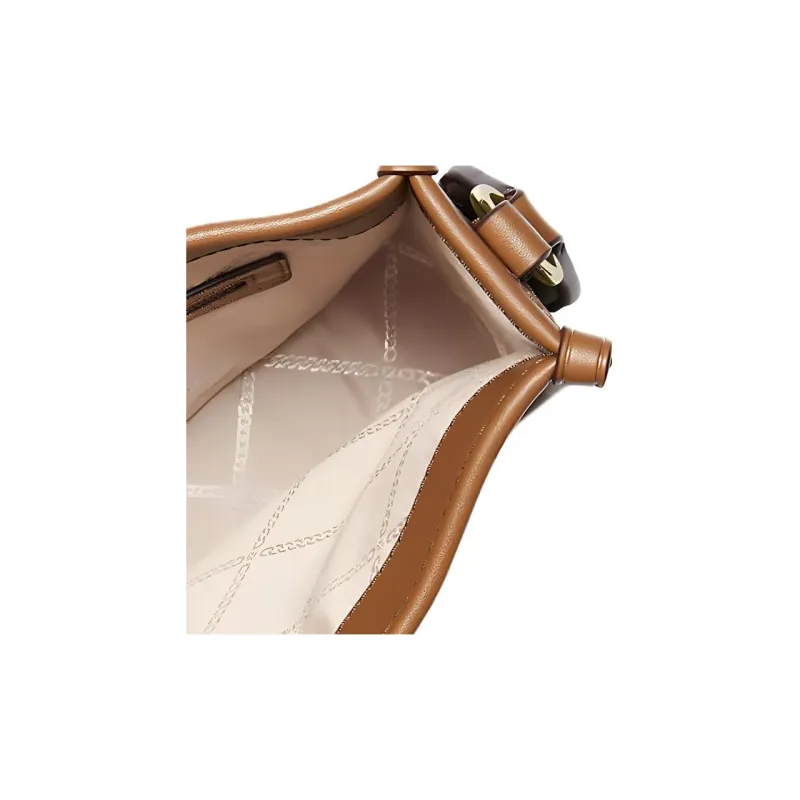 MICHAEL KORS Coated Canvas Shoulder Bag Crossbody Bag Large Size Women's Dark Brown & Leather Brown-3