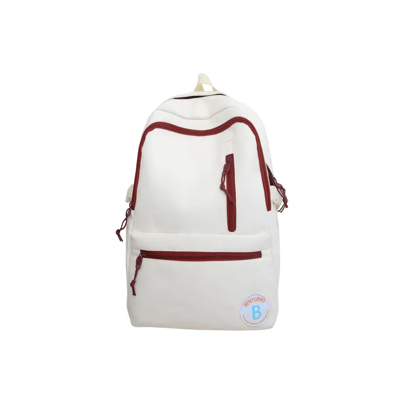TAKI Nylon Fashion Versatile Students Schooling Backpack Regular Unisex Yellow/White/Light Gray-4