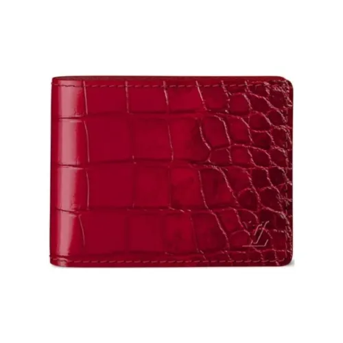 LOUIS VUITTON Leather Trim Wallet Women's Red