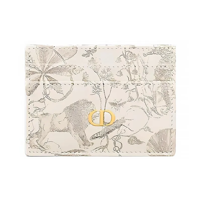 DIOR Caro Cow Leather Card Holder Women's Milk White-0
