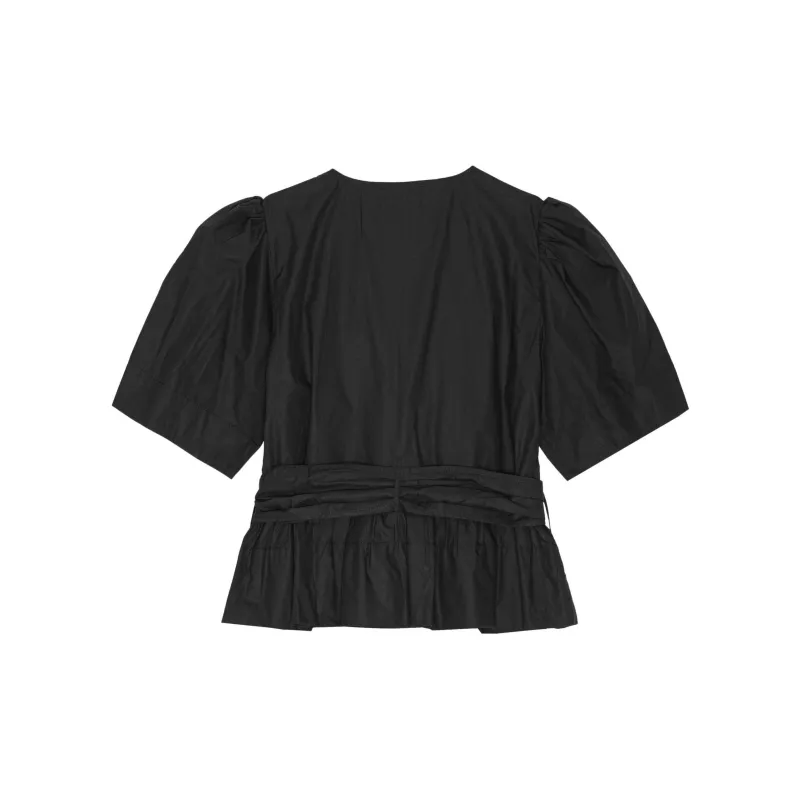 GANNI Bow Detailed Puff Sleeved Blouse-1