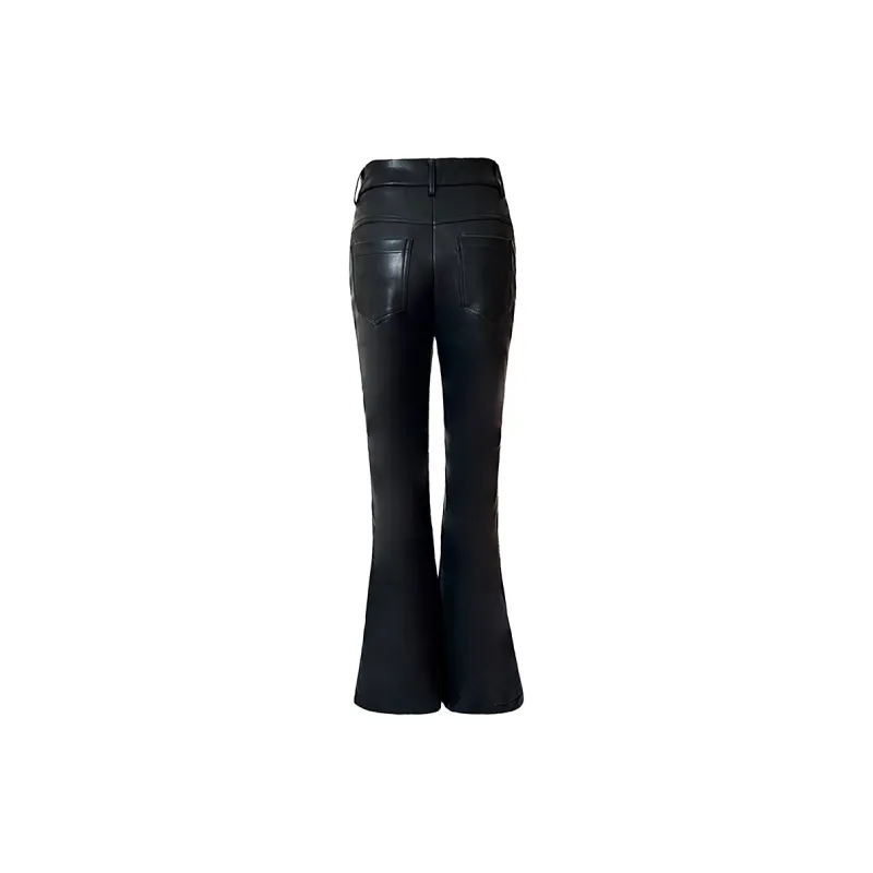 Rose Leather Pants Women's Black-4