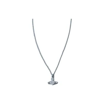 Vivienne Westwood Brass Saturn Styling Stud Design Black Base White Diamond Necklace Unisex Silver/gun Grey