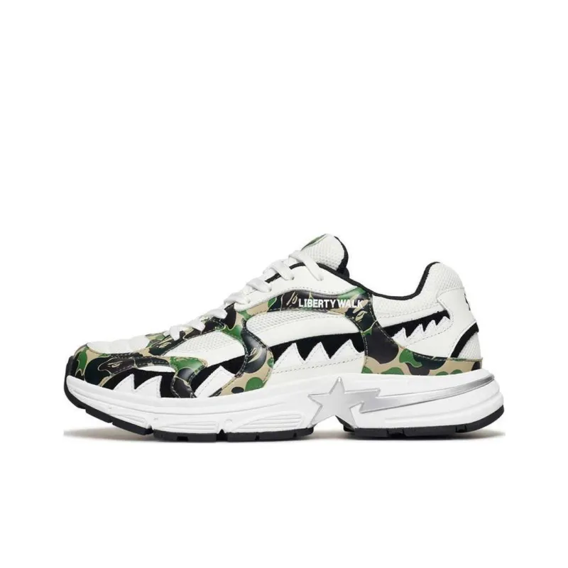 A BATHING APE SHARK STA Low Top Casual Shoes Men's Green-0