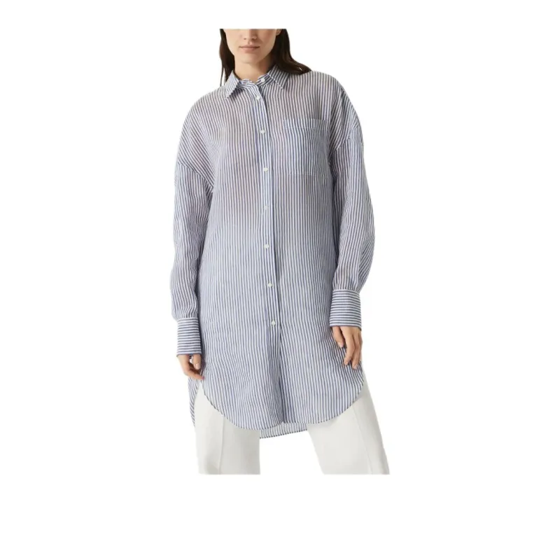 Brunello Cucinelli Monili Trim Striped Long Shirt-1