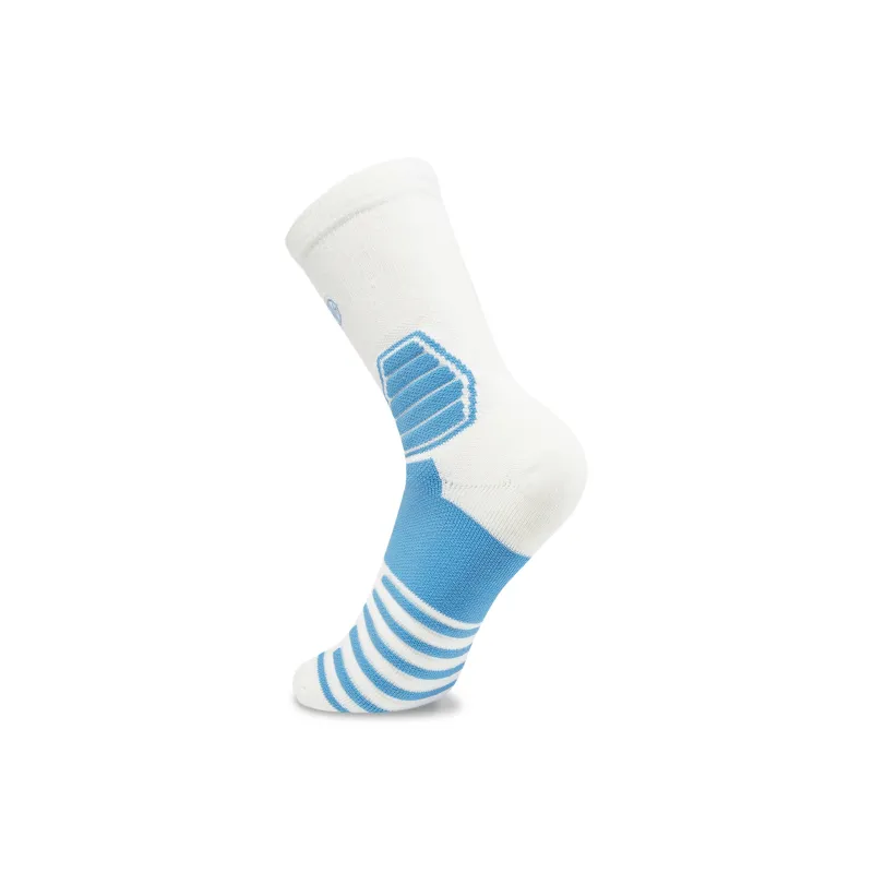 LiNing Basketball Collection Mid Calf Socks Unisex 1 Pack Standard White/Light Sky Blue/Island Blue-1