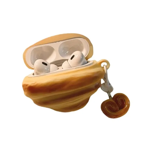 BYZ Compatibility Airpodspro/Pro2 AirPods2/3/4 Silicone Croissant Bag Puffy Headphone Cases-1