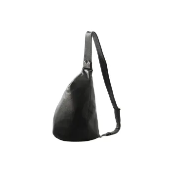 Yohji Yamamoto Cow Leather Crossbody Sling Bag Women's Black