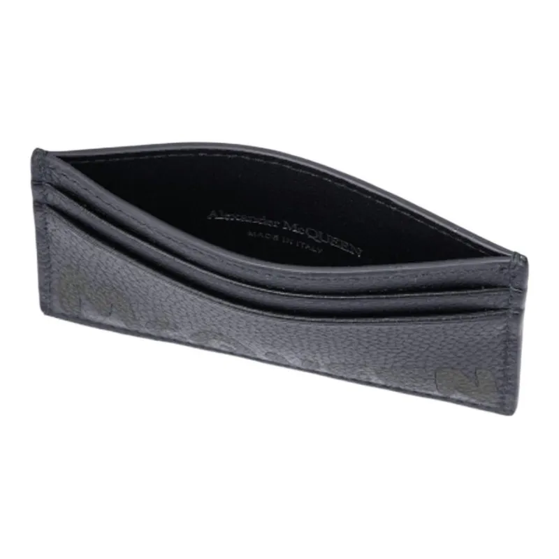Alexander McQueen Calfskin Card Clip Card Holder Men's Black & Green-3