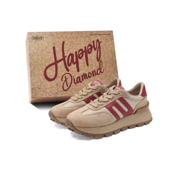 Safiya Low Top Casual Shoes Women's Khaki/Red