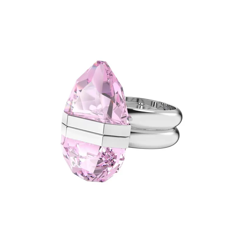 Swarovski Alloy Silver-Plated Gold-Plated Crystal Rings Women's Pink-0
