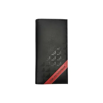 EMPORIO ARMANI Recycled Leather Wallet Men's Black & Red