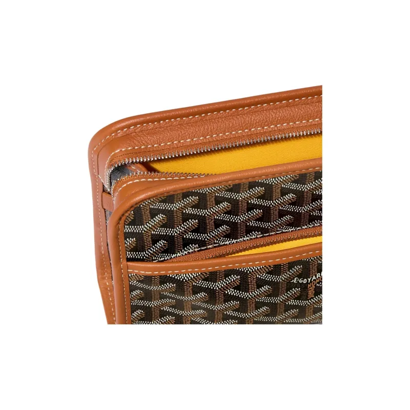 GOYARD JOUVENCE Calfskin Toiletry Bag Small Size Unisex Black & Brown-3