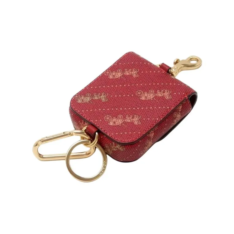 COACH Canvas Earphone Case Women's Red-4
