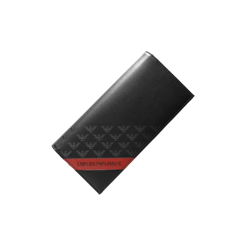 EMPORIO ARMANI Recycled Leather Wallet Men's Black & Red-2