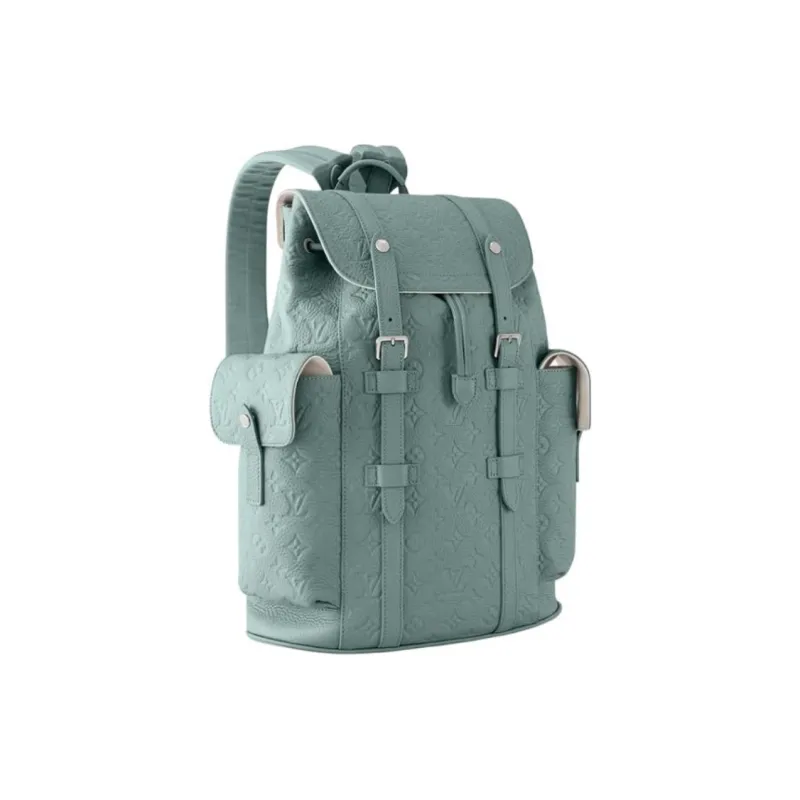 LOUIS VUITTON CHRISTOPHER Cow Leather Backpack Medium Size Men's Green-1