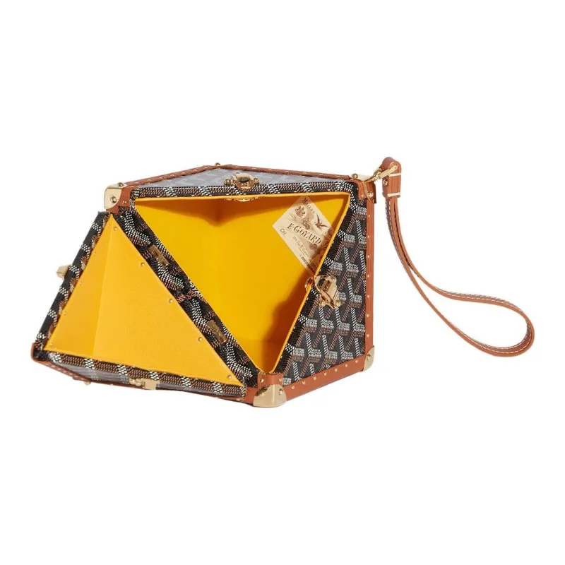 GOYARD Dé Canvas With Leather Wrist Bag Women's Black/Tan-1