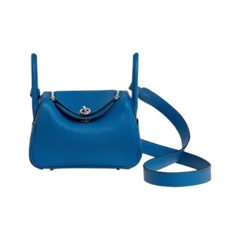 HERMES Lindy Calfskin Handbag Shoulder Bag Crossbody Bag Mini Women's 71 Bleu France French Blue