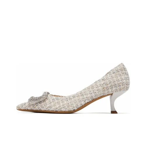 73Hours Joyful Mood High Heels Women's White Gray