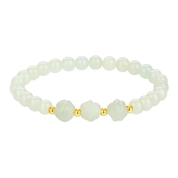 Olampe Hetian Jade Bracelets Pale Greenish White Jade Women's