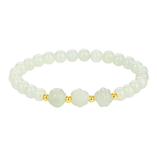 Olampe Hetian Jade Bracelets Pale Greenish White Jade Women's