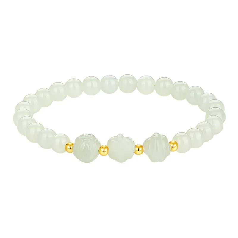Olampe Hetian Jade Bracelets Pale Greenish White Jade Women's-0