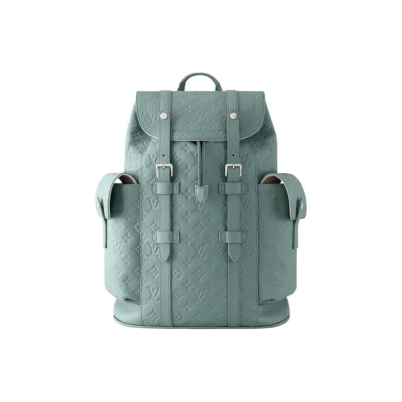 LOUIS VUITTON CHRISTOPHER Cow Leather Backpack Medium Size Men's Green-0