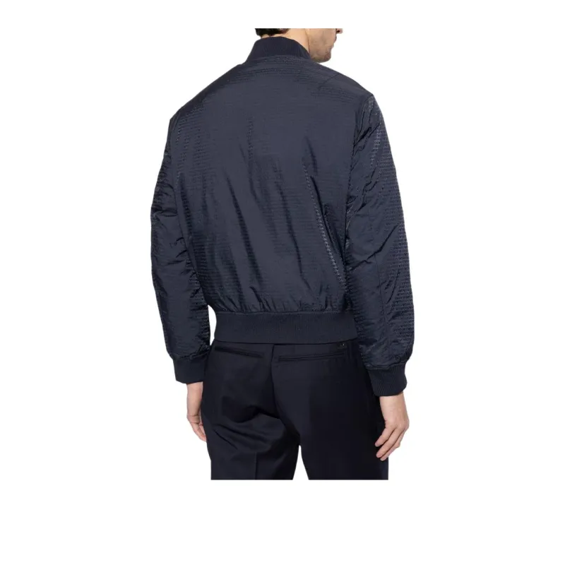 EMPORIO ARMANI Reversible Down Jacket With A Bomber Jacket Collar In Jacquard Nylon With All over Lettering-4