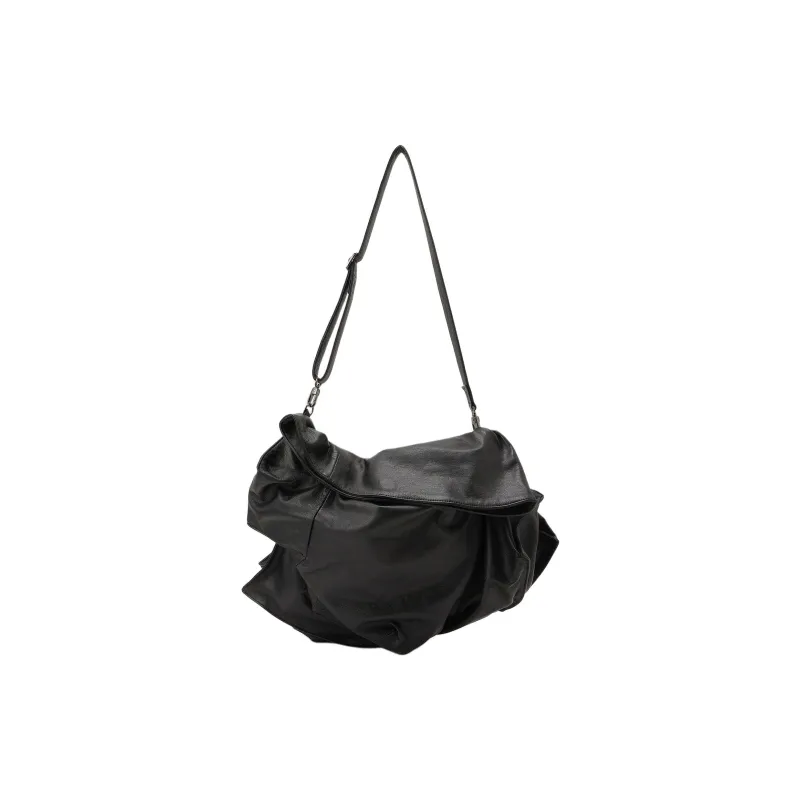 Yohji Yamamoto Cow Leather Crossbody Bag Shoulder Bag Unisex Black-2